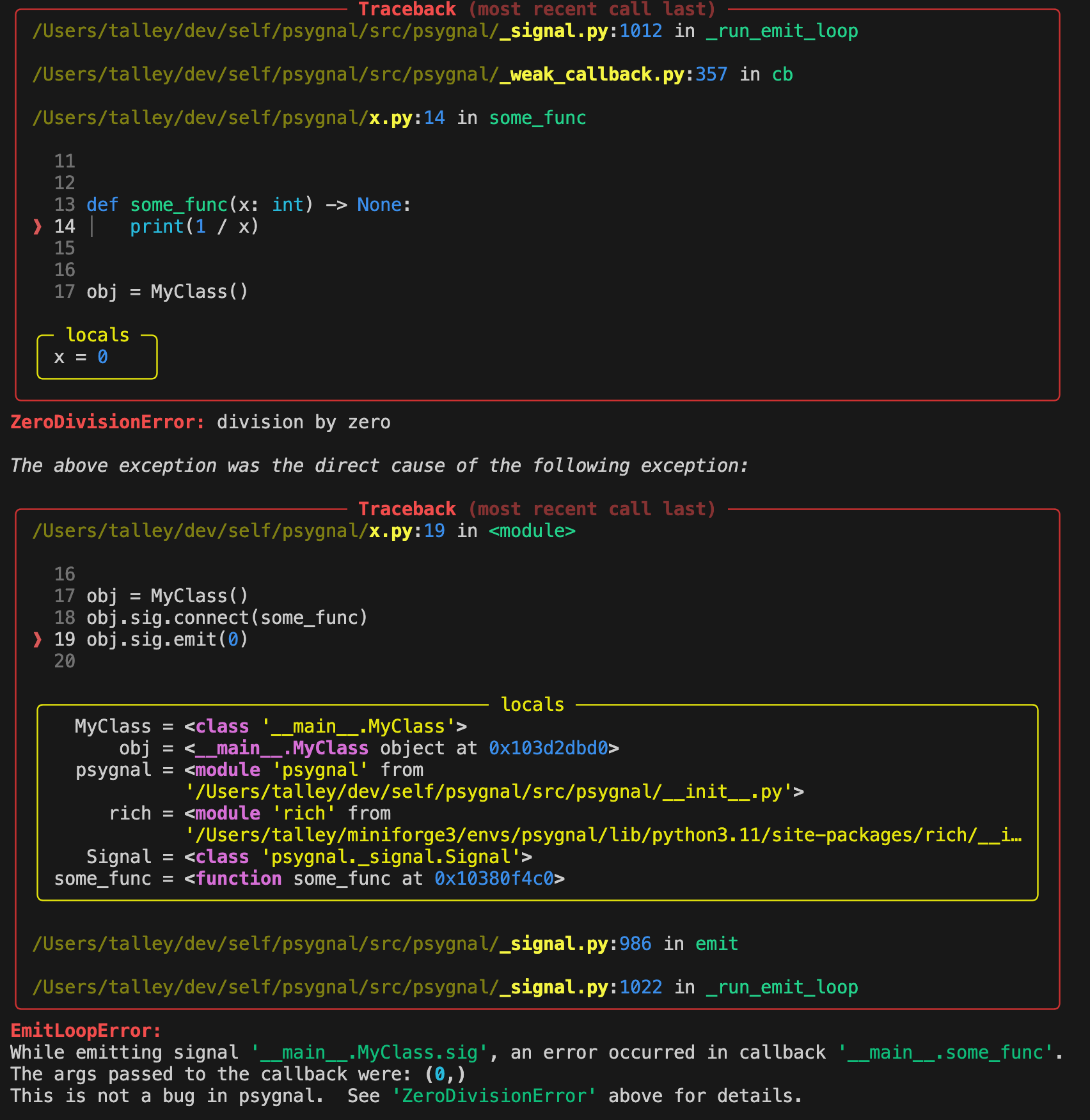 rich stack trace